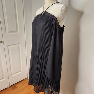 NWT CeCe Ella, Pleated Dress, Off Shoulder Lonh Sleeves, Black